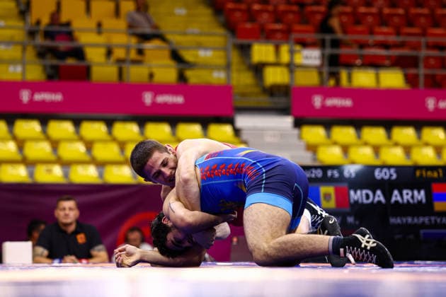 U20 European Championships 65kg FS - Maxim Dimov (MDA) df. Aren Hayrapetyan (ARM) *** U20 European Championships, 65 kg Freestyle: Maxim Dimov (MDA) def. Aren Hayrapetyan (ARM) Copyright: xJakexKirkmanx xUnitedxWorldxWresx Jake Kirkman United World Wres