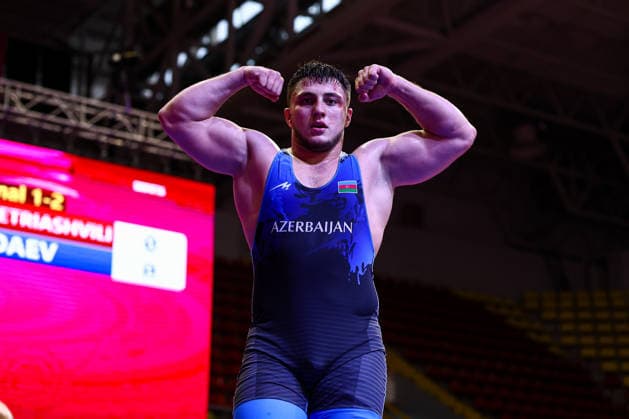 U20 European Championships 97kg FS - Farhad Suleymanli (AZE) *** U20 European Championships, 97 kg Freestyle, Farhad Suleymanli, AZE Copyright: xJakexKirkmanx xUnitedxWorldxWresx Jake Kirkman United World Wres