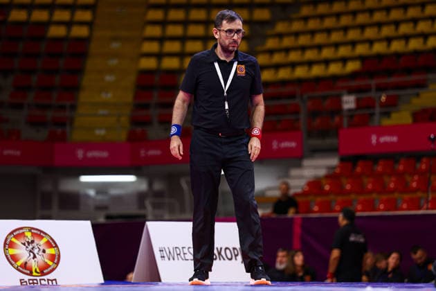U20 European Championships Referee - Carlos *** U20 European Championships Referee Carlos Copyright: xJakexKirkmanx xUnitedxWorldxWrestlingx Jake Kirkman United World Wrestling