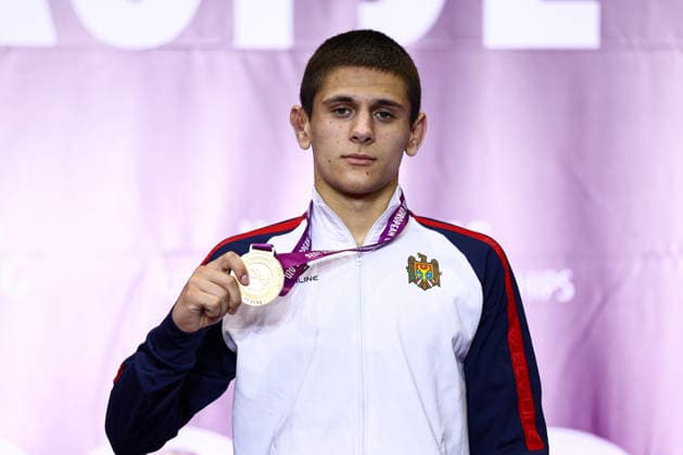 U20 European Championships Podium 65kg FS - Gold: Maxim Dimov (MDA) *** U20 European Championships Podium, 65 kg Freestyle: Gold – Maxim Dimov (MDA) Copyright: xJakexKirkmanx xUnitedxWorldxWrestlingx Jake Kirkman United World Wrestling