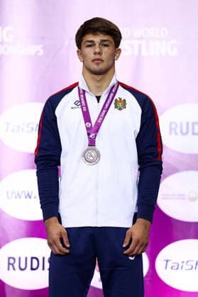 U20 European Championships Podium 70kg FS - Bronze: Ionut Triboii (MDA) *** U20 European Championships, 70kg Freestyle, Bronze Medal: Ionut Triboii (MDA) Copyright: xJakexKirkmanx xUnitedxWorldxWresx Jake Kirkman United World Wres