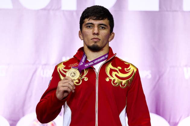 U20 European Championships Podium 79kg FS - Gold: Magomed Alibakharchiev (RUS) *** U20 European Championships Podium, 79 kg Freestyle: Gold – Magomed Alibakharchiev (RUS) Copyright: xJakexKirkmanx xUnitedxWorldxWrestlingx Jake Kirkman United World Wrestling