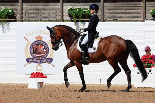 Helen Langehanenberg from Germany rides the horse Daniela during the FEI Grand Prix Kür at the Falsterbo horse show in Falsterbo, Sweden July 12, 2026. FALSTERBO SWEDEN x10600x *** Helen Langehanenberg of Germany rides the horse Daniela during the FEI Grand Prix Kür at the Falsterbo Horse Show in Falsterbo, Sweden, on July 12, 2026. FALSTERBO, SWEDEN x10600x  Copyright: xAndreasxHillergren TTx FALSTERBO HORSE SHOW 2026