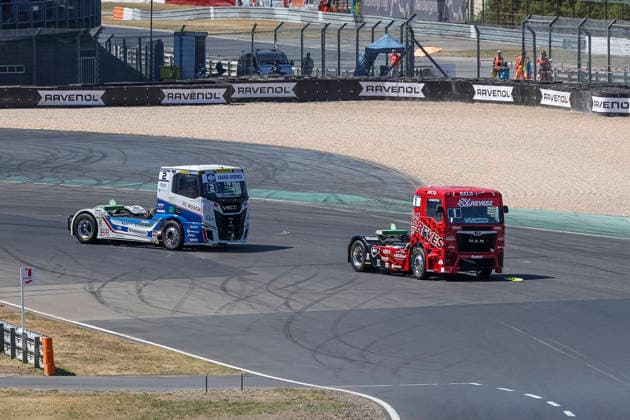 Norbert Kiss (HUN) MAN (1), Revesz Racing und Jochen Hahn (GER) Iveco (2) Team Hahn Racing, 2 Runde , Deutschland, Motorsport, Int. Shell ADAC Truck Grand Prix, Goodyear ETRC FIA European Truck Racing Championship, Race 3, 2026, 12.07.2026, Nürburg Nürburgring Deutschland *** Norbert Kiss (HUN) MAN 1, Revesz Racing, and Jochen Hahn (GER) Iveco 2, Team Hahn Racing, Round 2, Germany, Motorsports, Int Shell ADAC Truck Grand Prix, Goodyear ETRC FIA European Truck Racing Championship, Race 3, 2026, July 12, 2026, Nürburg Nürburgring, Germany Copyright: xGrantxHubbsx