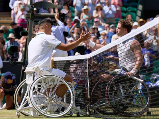 2026 Wimbledon, July 12, Mens Wheelchair Final LONDON, - JULY 12: Tokito Oda of Japan at the net after winning against Alfie Hewett of Great Britain during the 2026 Wimbledon, July 12, Mens Wheelchair Final at The all England club, Wimbledon on July 12, 2026 in London, GBR. London The all England club, Wimbledon GBR Copyright: xPeterxvanxdenxBerg ISIxPhotosx 9500