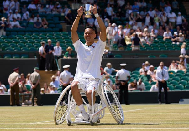 2026 Wimbledon, July 12, Mens Wheelchair Final LONDON, - JULY 12: Tokito Oda of Japan with the trophy after winning against Alfie Hewett of Great Britain during the 2026 Wimbledon, July 12, Mens Wheelchair Final at The all England club, Wimbledon on July 12, 2026 in London, GBR. London The all England club, Wimbledon GBR Copyright: xPeterxvanxdenxBerg ISIxPhotosx 9500