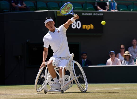 2026 Wimbledon, July 12, Mens Wheelchair Final LONDON, - JULY 12: Tokito Oda of Japan plays a shot against Alfie Hewett of Great Britain during the 2026 Wimbledon, July 12, Mens Wheelchair Final at The all England club, Wimbledon on July 12, 2026 in London, GBR. London The all England club, Wimbledon GBR Copyright: xPeterxvanxdenxBerg ISIxPhotosx 9500