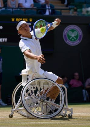 2026 Wimbledon, July 12, Mens Wheelchair Final LONDON, - JULY 12: Tokito Oda of Japan plays a shot against Alfie Hewett of Great Britain during the 2026 Wimbledon, July 12, Mens Wheelchair Final at The all England club, Wimbledon on July 12, 2026 in London, GBR. London The all England club, Wimbledon GBR Copyright: xPeterxvanxdenxBerg ISIxPhotosx 9500