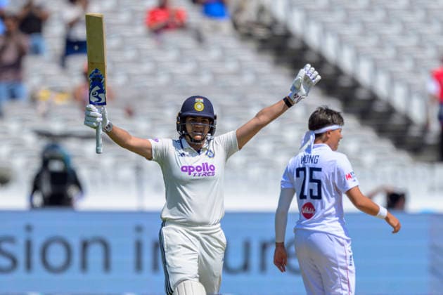 LONDON, ENGLAND JULY 12 - Yastika Bhatia of India celebrates scoring 100 runs becoming the first women to score 100 at Lords during Day 3 of the Rothesay Test Match game between England and India at Lord s Cricket Ground on July 12, 2026 in London , England . (Photo by Keeran Marquis Sports Press Photo)  Copyright: xKeeranxMarquis SPPx Sportspressphoto_SPR189827