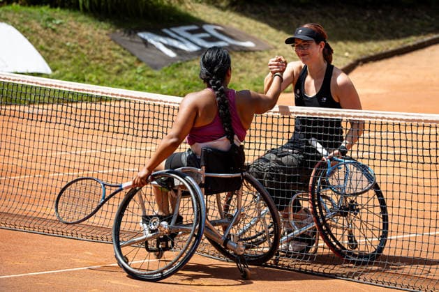 Nalani Buob SUI und Britta Wend GER am Netz, Finaltag - 36. GERMAN OPEN 2026 - Beate Loddenkemper Trophy, Berlin, BTTC Grün-Weiß, 12.07.2026, *** Nalani Buob (SUI) and Britta Wend (GER) at the net, Final Day 36 of the 2026 GERMAN OPEN Beate Loddenkemper Trophy, Berlin, BTTC Grün Weiß, July 12, 2026, Copyright: xClaudioxGärtnerx