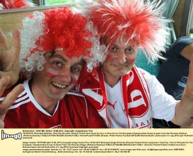 Football, EURO 2012, Fans Poland before and during the match