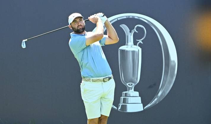 Scottie Scheffler (USA) on the 1st Tee during practice on Sunday. 154th Open Golf Championships, Practice Day, Royal Birkdale, Southport, UK - 12 Jul 2026Southport Royal Birkdale United Kingdom  Copyright: xGreigxCowie Shutterstockx 16988287w