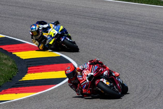 GER, Großer Preis von Deutschland, MotoGP. 11. Lauf, FIM Motorrad-Weltmeisterschaft. 12.07.2026, Sachsenring, Hohenstein-Ernstthal, GER, Großer Preis von Deutschland, MotoGP. 11. Lauf, FIM Motorrad-Weltmeisterschaft. 63, Francesco Bagnaia, Ducati Lenovo Team, 79, Ai Ogura, SuperFile Trackhouse MotoGP Team Â Foto: Alexander Trienitz Hohenstein-Ernstthal Sachsenring Sachsen Deutschland *** GER, German Grand Prix, MotoGP Round 11, FIM Motorcycle World Championship, July 12, 2026, Sachsenring, Hohenstein Ernstthal, GER, German Grand Prix, MotoGP Round 11, FIM Motorcycle World Championship 63, Francesco Bagnaia, Ducati Lenovo Team, 79, Ai Ogura, SuperFile Trackhouse MotoGP Team. Photo by Alexander Trienitz, Hohenstein Ernstthal, Sachsenring, Saxony, Germany