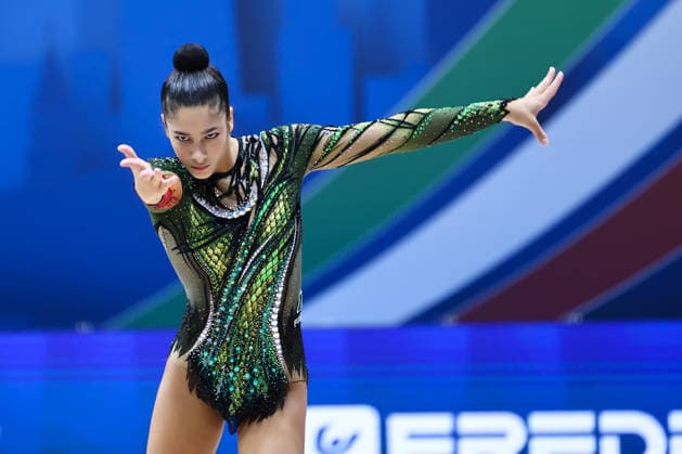 IPA86628128 - Raffaeli Sofia (ITA) took first place in the Hop Final at the FIG Rhythmic gymnastics, Rhythmische Sportgymnastik, RSG World Cup, held at the Unipol Forum, Milan (Italy) on July 12, 2026, during the Rhythmic Gymnastics – FIG World Cup 2026, Gymnastics in Assago (MI), Italy, July 12, 2026  Copyright: xValerioxOrigo IPAxSportx xx 86628128