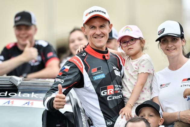 Bohemia Rally, the fourth round of the Czech Rally Championship, in Mlada Boleslav, Czech Republic, on July 12, 2026. In second place in the Bohemia Rallye Mlada Boleslav race, pilot Filip Mares (pictured) and co-driver Radovan Bucha from the Toyota Dolak Rally Team RC2 team with the Toyota GR Yaris Rally2 car came in. (CTKxPhoto VitxCerny) CTKPhotoP2026071204096  CTKPhotoP2026071204096