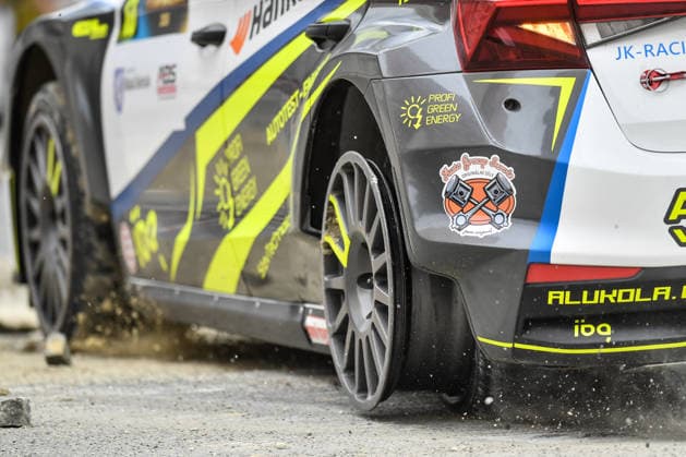Bohemia Rally, the fourth round of the Czech Rally Championship, in Mlada Boleslav, Czech Republic, on July 12, 2026. Pilot Karel Trojan and co-driver Petr Chlup from the Trojan Karel RC2 team with the Skoda Fabia RS Rally2 Master Cup. (CTKxPhoto VitxCerny) CTKPhotoP2026071204166  CTKPhotoP2026071204166