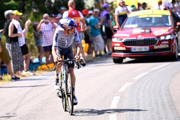 Tour de France 2026 Stage 9 USSEL, FRANCE - JULY 12 : Pidcock Tom (GBR) of Pinarello - Q36.5 Pro Cycling Team during stage 9 of the 113rd edition of Tour de France an UCI World Tour 2.UWT cycling road race stage for Men Elite of 185 km with start in Malemort and finish in Ussel on July 12, 2026 in Ussel, France, 12 07 2026 ( Motordriver Kurt Vandenborre - Ussel France  Copyright: xTomasxSiskx
