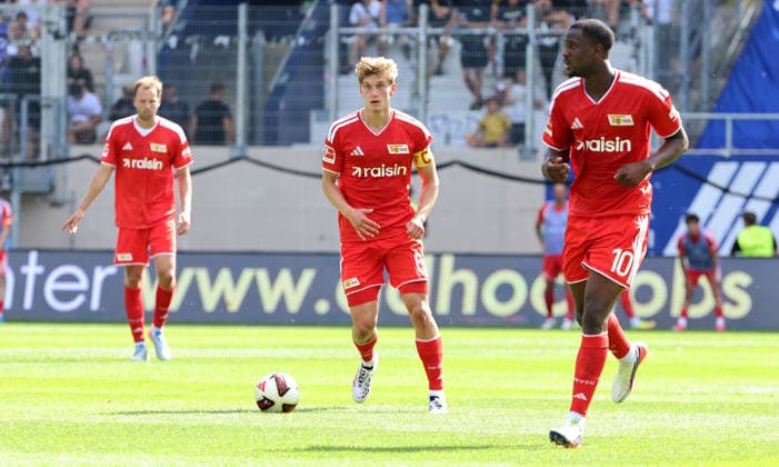 Marvin Friedrich, Aljoscha Kemlein am Ball, Ilyas Ansah Fußball Fussball Testspiel Saison 2026 2027 12.07.2026 FC Carl Zeiss Jena vs.1.FC Union Berlin FCU DFL regulations prohibit any use of photographs as image sequences and or quasi-video. *** Marvin Friedrich, Aljoscha Kemlein with the ball, Ilyas Ansah Sports Soccer Soccer Friendly Match 2026–2027 Season December 7, 2026 FC Carl Zeiss Jena vs. 1. FC Union Berlin FCU DFL regulations prohibit any use of photographs as image sequences and or quasi-video