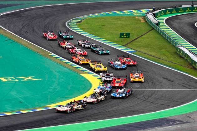 FIA WEC - 6 HOURS OF SAO PAULO 2026 start of the race, depart, 12 NATO Norman (fra), STEVENS Will (gbr), Cadillac Hertz Team Jota, Cadillac V-Series.R 12, Hypercar, action, 38 BAMBER Earl (nzl), BOURDAIS SÃ bastien (fra), Cadillac Hertz Team Jota, Cadillac V-Series.R 38, Hypercar, action, 36 GOUNON Jules (fra), MAKOWIECKI FrÃ dÃ ric (fra), MARTINS Victor (fra), Alpine Endurance Team, Alpine A424 36, Hypercar, action during the 6 Hours of Sao Paulo 2026, 4th round of the 2026 FIA World Endurance Championship, from July 10 to 12, 2026 on the Interlagos Circuit in Sao Paulo, Brazil - Sao PauloBrazil  Copyright: xFabrizioxBoldonix