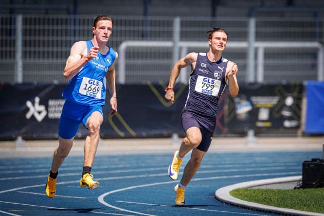 85. Deutsche Meisterschaften U20; Bochum, 12.07.2026 Dominik Geldern (TV Wattenscheid 01) und Fynn Bredemeier (Cologne Athletics); 85. Deutsche Meisterschaften U20 am 12.07.2026 im Lohrheidestadion, Bochum (Nordrhein-Westfalen) *** 85th German U20 Championships, Bochum, July 12, 2026: Dominik Geldern (TV Wattenscheid 01) and Fynn Bredemeier (Cologne Athletics) at the 85th German U20 Championships on July 12, 2026, at Lohrheidestadion, Bochum, North Rhine-Westphalia Copyright: xBEAUTIFULxSPORTS B.Hoffmannx