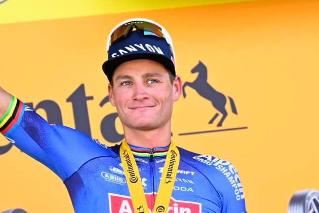 Sport Bilder des Tages Tour de France 2026 Stage 9 USSEL, FRANCE - JULY 12 : Van Der Poel Mathieu (NED) of Alpecin - Premier Tech pictured during the podium ceremony of stage 9 of the 113rd edition of Tour de France an UCI World Tour 2.UWT cycling road race stage for Men Elite of 185 km with start in Malemort and finish in Ussel on July 12, 2026 in Ussel, France, 12 07 2026 Ussel France  Copyright: xTomasxSiskx