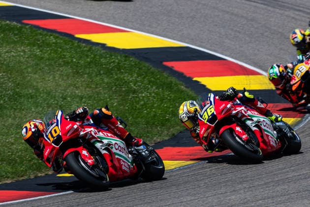 GER, Großer Preis von Deutschland, MotoGP. 11. Lauf, FIM Motorrad-Weltmeisterschaft. 12.07.2026, Sachsenring, Hohenstein-Ernstthal, GER, Großer Preis von Deutschland, MotoGP. 11. Lauf, FIM Motorrad-Weltmeisterschaft. 10, Luca Marini, Honda HRC Castrol, 36, Joan Mir, Honda HRC Castrol Â Foto: Alexander Trienitz Hohenstein-Ernstthal Sachsenring Sachsen Deutschland *** GER, German Grand Prix, MotoGP Round 11, FIM Motorcycle World Championship, July 12, 2026, Sachsenring, Hohenstein Ernstthal, GER, German Grand Prix, MotoGP Round 11, FIM Motorcycle World Championship 10, Luca Marini, Honda HRC Castrol, 36, Joan Mir, Honda HRC Castrol. Photo by Alexander Trienitz, Hohenstein Ernstthal, Sachsenring, Saxony, Germany