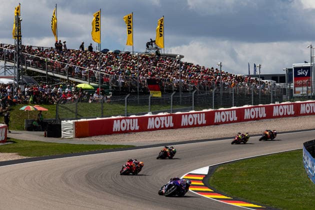 GER, Großer Preis von Deutschland, MotoGP. 11. Lauf, FIM Motorrad-Weltmeisterschaft. 12.07.2026, Sachsenring, Hohenstein-Ernstthal, GER, Großer Preis von Deutschland, MotoGP. 11. Lauf, FIM Motorrad-Weltmeisterschaft. 43, Jack Miller, Prima Pramac Yamaha MotoGP, 10, Luca Marini, Honda HRC Castrol, 23, Enea Bastianini, Red Bull KTM Tech3 Â Foto: Alexander Trienitz Hohenstein-Ernstthal Sachsenring Sachsen Deutschland *** GER, German Grand Prix, MotoGP Round 11, FIM Motorcycle World Championship, July 12, 2026, Sachsenring, Hohenstein Ernstthal, GER, German Grand Prix, MotoGP Round 11, FIM Motorcycle World Championship 43, Jack Miller, Prima Pramac Yamaha MotoGP, 10, Luca Marini, Honda HRC Castrol, 23, Enea Bastianini, Red Bull KTM Tech3. Photo by Alexander Trienitz, Hohenstein Ernstthal, Sachsenring, Saxony, Germany