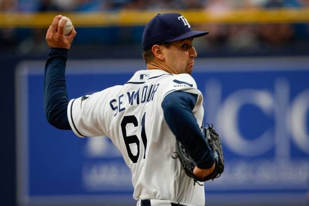 July 12, 2026, St. Petersburg, Florida, USA: Tampa Bay Rays pitcher Ian Seymour (61) pitches to Seattle Mariners first baseman Josh Naylor (12) during the second inning at Tropicana Field on Sunday, July 12, 2026, in St. Petersburg. St. Petersburg USA - ZUMAs70_ 0861387007st Copyright: xJeffereexWoox