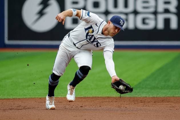 July 12, 2026, St. Petersburg, Florida, USA: Tampa Bay Rays shortstop Taylor Walls (6) fields a ground ball hit by Seattle Mariners left fielder Randy Arozarena (56) and throws him out at first base during the second inning at Tropicana Field on Sunday, July 12, 2026, in St. Petersburg. St. Petersburg USA - ZUMAs70_ 0861387072st Copyright: xJeffereexWoox