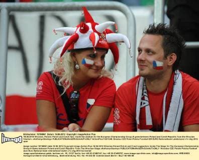 Football, EURO 2012, Fans Czech Republic before and during the match