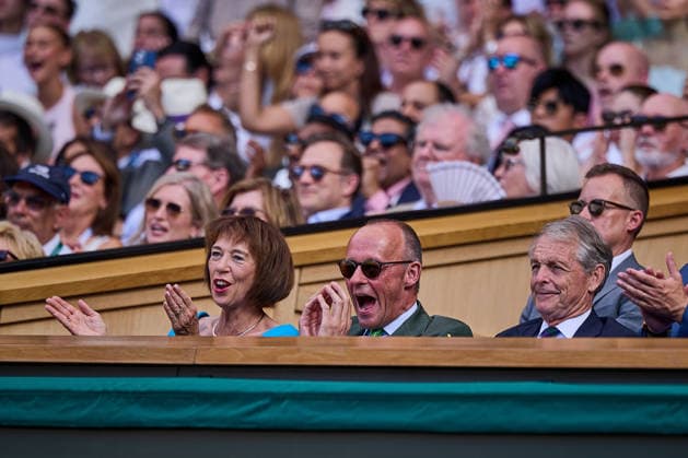 July 12, 2026, London, London, Great Britain: u.a. Friedrich Maerz of Germany with his wife Charlotte is watching tennis during The Championships Wimbledon , 12.7.2026 in London (All England Lawn Tennis and Croquet Club), Great Britain Tennis 2026: Grand Slam: The Championships Wimbledon: 14th Day: Mens Singles Final: SINNER 6:7 7:6 6:3 6:4 ZVEREV  - ZUMAs343 20260712_zsp_s343_113 Copyright: xMathiasxSchulzx