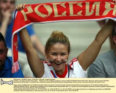 Football, EURO 2012, Russia fans before and during the match