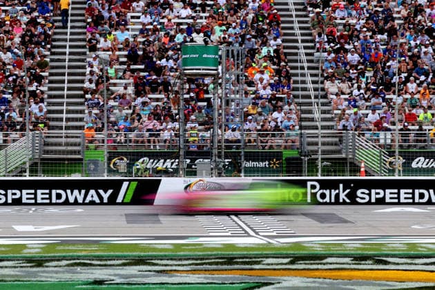 HAMPTON, GA - JULY 12: 12 Ryan Blaney, Team Penske, BODYARMOR FLASH I.V. Ford Mustang passes under the flasgstand during the NASCAR, Motorsport, USA Cup Series Quaker State 400 race on July 12, 2026 at EchoPark Speedway in Hampton, Georgia. (Photo by David J. Griffin Icon Sportswire) AUTO: JUL 12 NASCAR Cup Series Quaker State 400 EDITORIAL USE ONLY Icon9532607121507