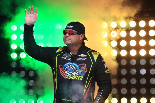ATLANTA, GA - JULY 12: BJ McLeod ( 78 Live Fast Racing Pigeon Forge Racing Coaster ) waves to the crowd during driver introductions prior to the running of the NASCAR, Motorsport, USA Cup Series Quaker State 400 on July 12, 2026 at EchoPark Speedway in Hampton, GA. (Photo by Jeff Robinson Icon Sportswire) AUTO: JUL 12 NASCAR Cup Series Quaker State 400 EDITORIAL USE ONLY Icon26071211603400