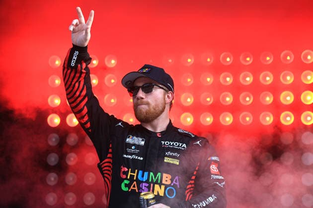 ATLANTA, GA - JULY 12: Tyler Reddick ( 45 23XI Racing Chumba Casino Toyota) waves to the crowd during driver introductions prior to the running of the NASCAR, Motorsport, USA Cup Series Quaker State 400 on July 12, 2026 at EchoPark Speedway in Hampton, GA. (Photo by Jeff Robinson Icon Sportswire) AUTO: JUL 12 NASCAR Cup Series Quaker State 400 EDITORIAL USE ONLY Icon26071211821400
