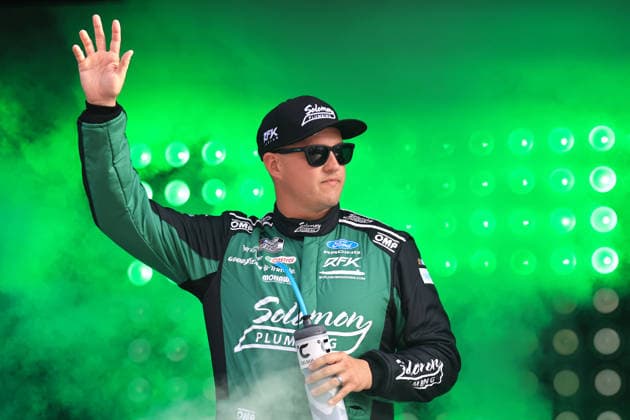 ATLANTA, GA - JULY 12: Ryan Preece ( 60 RFK Racing Solomon Plumbing Ford) waves to the crowd during driver introductions prior to the running of the NASCAR, Motorsport, USA Cup Series Quaker State 400 on July 12, 2026 at EchoPark Speedway in Hampton, GA. (Photo by Jeff Robinson Icon Sportswire) AUTO: JUL 12 NASCAR Cup Series Quaker State 400 EDITORIAL USE ONLY Icon26071212168400