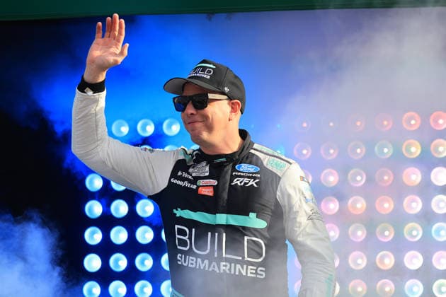 ATLANTA, GA - JULY 12: Brad Keselowski ( 6 RFK Racing Buildsubmarines.com Ford) waves to the crowd during driver introductions prior to the running of the NASCAR, Motorsport, USA Cup Series Quaker State 400 on July 12, 2026 at EchoPark Speedway in Hampton, GA. (Photo by Jeff Robinson Icon Sportswire) AUTO: JUL 12 NASCAR Cup Series Quaker State 400 EDITORIAL USE ONLY Icon26071212472400