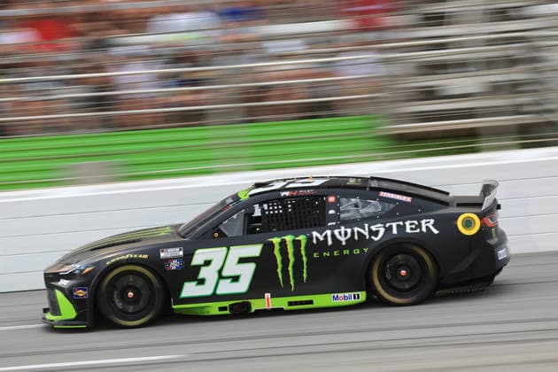 ATLANTA, GA - JULY 12: Riley Herbst ( 35 23XI Racing Monster Energy Toyota) races into the tri-oval during the running of the NASCAR, Motorsport, USA Cup Series Quaker State 400 on July 12, 2026 at EchoPark Speedway in Hampton, GA. (Photo by Jeff Robinson Icon Sportswire) AUTO: JUL 12 NASCAR Cup Series Quaker State 400 EDITORIAL USE ONLY Icon26071213351400