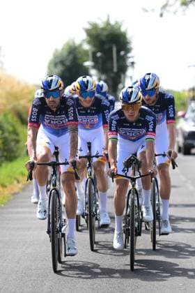 German Nico Denz of Red Bull-BORA-hansgrohe and Belgian Remco Evenepoel of Red Bull-BORA-hansgrohe pictured during a training on the first rest day at the 2026 Tour de France cycling race, a stage of 185km from Malemort to Ussel, on Monday 13 July 2026. The 113th edition of the Tour de France starts on Saturday 4 July in Barcelona, Spain, and will finish in Paris, France on the 26th of July. DAVIDxPINTENS  x181051182x
