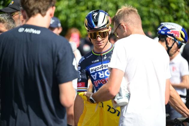 Belgian Remco Evenepoel of Red Bull-BORA-hansgrohe pictured ahead of a training on the first rest day at the 2026 Tour de France cycling race, a stage of 185km from Malemort to Ussel, on Monday 13 July 2026. The 113th edition of the Tour de France starts on Saturday 4 July in Barcelona, Spain, and will finish in Paris, France on the 26th of July. DAVIDxPINTENS  x181051410x