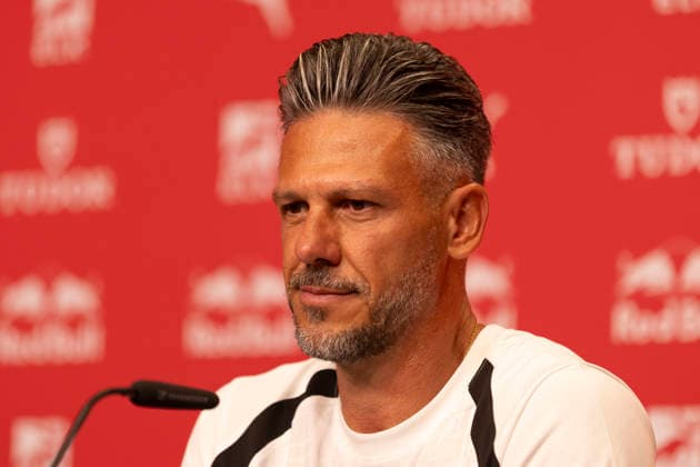 GER, Leipzig, Fussball, Pressekonferenz, offizielle Vorstellung des neuen Cheftrainers Martin Demichelis bei RB Leipzig im Bild v.l.: Martin Demichelis (Cheftrainer RB Leipzig), 13.07.2026, RB Leipzig Trainingsakademie Cottaweg Leipzig DFL DFB REGULATIONS PROHIBIT ANY USE OF PHOTOGRAPHS AS IMAGE SEQUENCES AND OR QUASI-VIDEO, *** GER, Leipzig, Soccer, Press Conference, Official Introduction of New Head Coach Martin Demichelis at RB Leipzig (pictured, from left: Martin Demichelis, Head Coach of RB Leipzig), July 13, 2026, RB Leipzig Training Academy, Cottaweg, Leipzig. DFL and DFB regulations prohibit any use of photographs as image sequences and or quasi-video, Copyright: HMBxMedia PaulxFritz