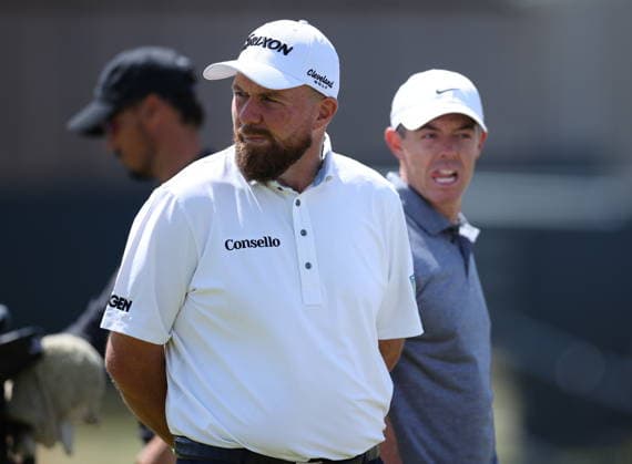 154th Open Golf Championships - Practice Day Rory McIlroy of Northern Ireland (R) and Shane Lowry of Ireland (L) on the driving range during practice day at the British Open Golf Championships at Royal Birkdale in Southport, Britain, 13 July 2026. SOUTHPORT UNITED KINGDOM  Copyright: xADAMxVAUGHANx