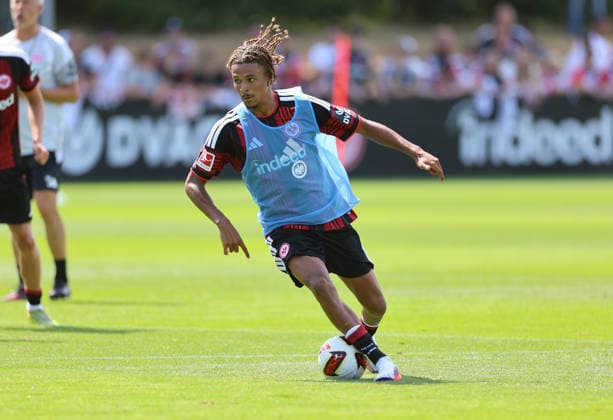 July 13, 2026, Soccer Practice, Eintracht Frankfurt, from left: Jean Matteo Bahoya, Eintracht Frankfurt. DFL and DFB regulations prohibit any use of photographs as image sequences and or quasi-video. xdcx Copyright: HMBxMedia Claus