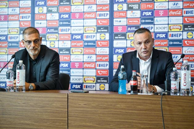 Slaven Bilic appointed as head coach of the Croatia national team, Nationalteam Slaven Bilic, new Head Caoch of Croatian Football Team and MArijan Kustic, President of the Croatian Football Federation speak with a media on a press conference, PK, Pressekonferenz on July 13, 2026. in Zagreb, Croatia.  NevaxZganec PIXSELL