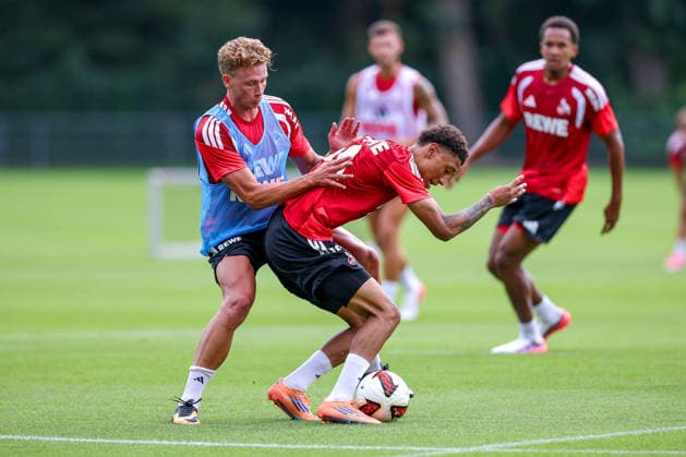 13.07.2026, Fußball, Trainingsauftakt 1.FC Köln, 1. Fußball Bundesliga, Geißbockheim, Saison 2026 2027: Die Spieler in Aktion beim ersten Training der neuen Saison 26 27 DFB regulations prohibit any use of photographs as image sequences and or quasi-video. Nordrhein-Westfalen Deutschland *** July 13, 2026, Soccer, 1. FC Köln’s first training session, Bundesliga, Geißbockheim, 2026–2027 season. The players in action during the first training session of the new 2026–2027 season. DFB regulations prohibit any use of photographs as image sequences and or quasi-video. North Rhine-Westphalia, Germany
