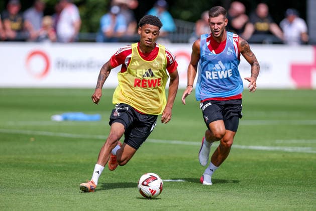 13.07.2026, Fußball, Trainingsauftakt 1.FC Köln, 1. Fußball Bundesliga, Geißbockheim, Saison 2026 2027: Die Spieler in Aktion beim ersten Training der neuen Saison 26 27 DFB regulations prohibit any use of photographs as image sequences and or quasi-video. Nordrhein-Westfalen Deutschland *** July 13, 2026, Soccer, 1. FC Köln’s first training session, Bundesliga, Geißbockheim, 2026–2027 season. The players in action during the first training session of the new 2026–2027 season. DFB regulations prohibit any use of photographs as image sequences and or quasi-video. North Rhine-Westphalia, Germany