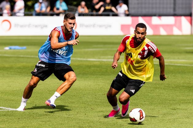 COLOGNE, GERMANY - JULY 13: Linton Maina (1. FC Koeln, 37) chasing after the ball during the first training session of season 2026 27 at Geissbockheim on July 13, 2026 in Cologne, Germany. North Rhine Westphalia Germany Copyright: xSteffiexWunderlx