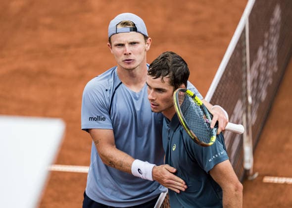 260713 Jesper de Jong of Netherlands and Vilius Gaubas of Lithuania during day 1 of the Nordea Open on July 13, 2026 in Bastad. Photo: Niclas Jönsson BILDBYRAN COP 273 NO0428 tennis ATP, Tennis Herren 250 nordea open tennislagetbbeng *** July 13, 2026: Jesper de Jong of the Netherlands and Vilius Gaubas of Lithuania during Day 1 of the Nordea Open on July 13, 2026 in Bastad. Photo by Niclas Jönsson, BILDBYRAN COP 273 NO0428 tennis atp 250 nordea open tennislagetbbeng  Copyright: NICLASxJÖNSSON BB260713NO093