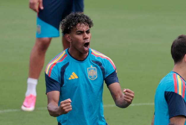 Spanish national team, Nationalteam player Lamine Yamal during a training session at the Cotton Bowl Stadium in Dallas, US, 13 July 2026, on the eve of the World Cup semifinal against France. Spanish national team training session in Dallas !ACHTUNG: NUR REDAKTIONELLE NUTZUNG!  Copyright: xLavandeiraxjrx GRAF5920 20260713-55020883836_1