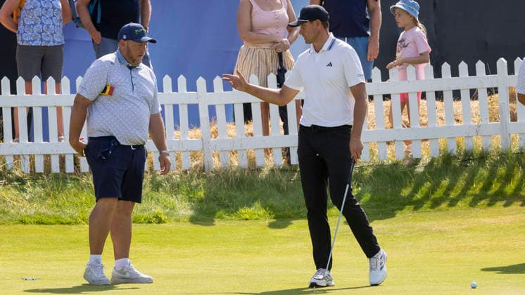 260713 Birkdale, Southport, England The Open Championship at Royal Birkdale Golf Club Ludvig Aberg, Sweden, practices putting with Stephen Sweeney during Monday s practice day for the British Open at Royal Birkdale, Southport, England, , July 13, 2026. Photo Christer Höglund TT code 1019 SPOUTHPORT UK x1019x *** July 13, 2026 Birkdale, Southport, England The Open Championship at Royal Birkdale Golf Club Ludvig Aberg of Sweden practices putting with Stephen Sweeney during Monday’s practice round for the British Open at Royal Birkdale, Southport, England, , July 13, 2026 Photo by Christer Höglund TT code 1019 SPOUTHPORT UK x1019x  Copyright: xChristerxHöglund TTx GOLF BRITISH OPEN